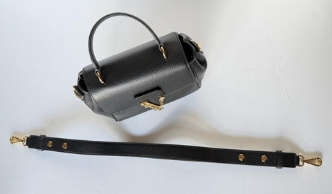 Versace Virtus Grainy Calf Leather Black Top Handle Bag 1015556 IT NWT $1700