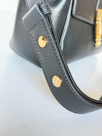 Versace Virtus Grainy Calf Leather Black Top Handle Bag 1015556 IT NWT $1700