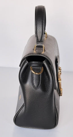 Versace Virtus Grainy Calf Leather Black Top Handle Bag 1015556 IT NWT $1700