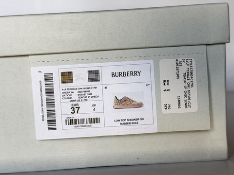 Burberry Women’s Teacup IP Check Sneakers 7 US (37 Euro)  Italy 8105187 NIB $750