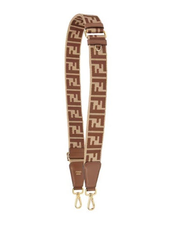 FENDI FF Logo Adjustable Strap Brown Made in Italy 8AV386 NWT $970