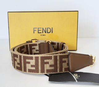 FENDI FF Logo Adjustable Strap Brown Made in Italy 8AV386 NWT $970