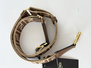 FENDI FF Logo Adjustable Strap Brown Made in Italy 8AV386 NWT $970