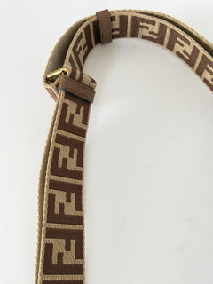 FENDI FF Logo Adjustable Strap Brown Made in Italy 8AV386 NWT $970