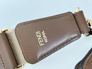 FENDI FF Logo Adjustable Strap Brown Made in Italy 8AV386 NWT $970