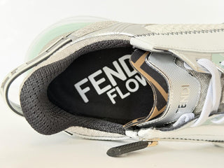 Fendi Flow Sneakers Gray/White/Green 9 US (8 Fendi) 7E1689 NIB $1190
