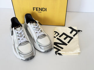 Fendi Flow Sneakers Gray/White/Green 9 US (8 Fendi) 7E1689 NIB $1190