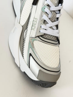 Fendi Flow Sneakers Gray/White/Green 9 US (8 Fendi) 7E1689 NIB $1190
