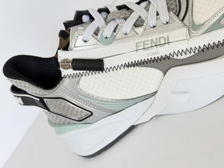 Fendi Flow Sneakers Gray/White/Green 9 US (8 Fendi) 7E1689 NIB $1190