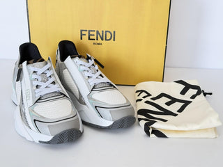 Fendi Flow Sneakers Gray/White/Green 10 US (9 Fendi) 7E1689 NIB $1190