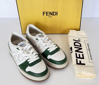 Fendi FF Match Leather White/Green Sneakers 12 US (11 Fendi) 7E1643 IT NIB $970