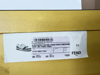 Fendi FF Match Leather White/Green Sneakers 12 US (11 Fendi) 7E1643 IT NIB $970