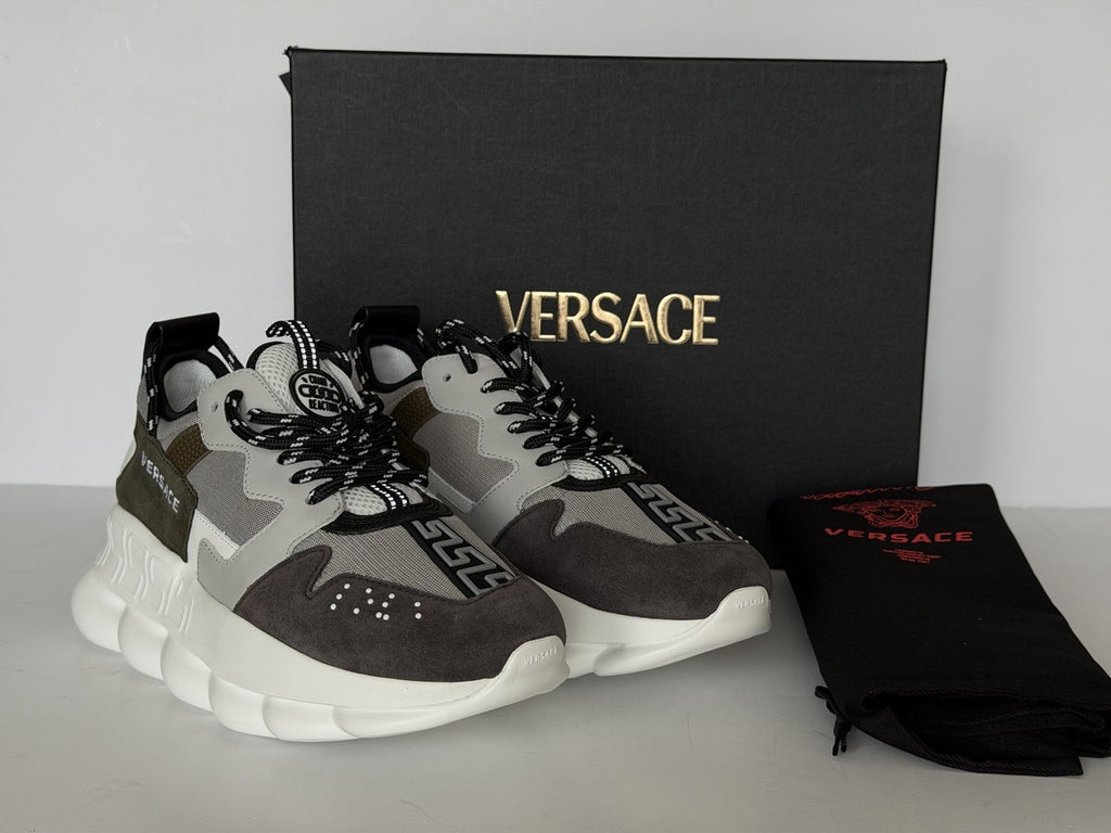 Versace Men's Chain Reaction Chunky Sneakers Gray 8 US (41 Euro) 1021575 IT NIB