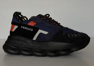 Versace Chain Reaction Chunky Sneakers Black/Blue 12 US (45 Eu) 1021575 IT NIB
