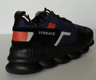 Versace Chain Reaction Chunky Sneakers Black/Blue 12 US (45 Eu) 1021575 IT NIB