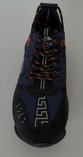 Versace Chain Reaction Chunky Sneakers Black/Blue 12 US (45 Eu) 1021575 IT NIB