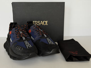 Versace Chain Reaction Chunky Sneakers Black/Blue 13 US (46 Eu) 1021575 IT NIB