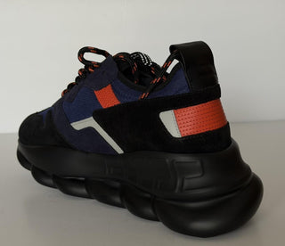 Versace Chain Reaction Chunky Sneakers Black/Blue 13 US (46 Eu) 1021575 IT NIB
