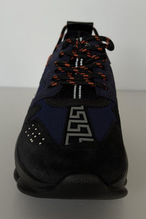 Versace Chain Reaction Chunky Sneakers Black/Blue 13 US (46 Eu) 1021575 IT NIB