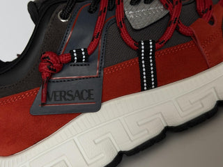 Versace Men's Greca Sneakers Red/Gray 7 US (40 Euro) IT 1021490 NIB