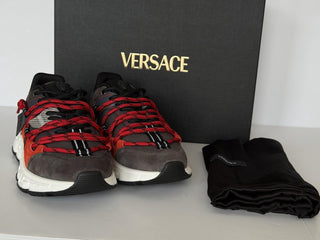 Versace Men's Greca Sneakers Red/Gray 7 US (40 Euro) IT 1021490 NIB