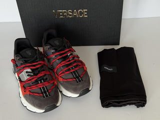 Versace Men's Greca Sneakers Red/Gray 7 US (40 Euro) IT 1021490 NIB