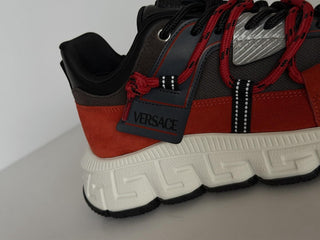 Versace Men's Greca Sneakers Red/Gray 7 US (40 Euro) IT 1021490 NIB