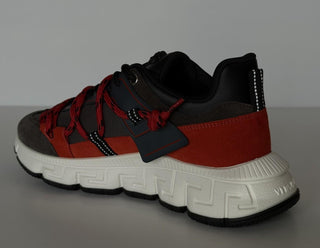 Versace Men's Greca Sneakers Red/Gray 7 US (40 Euro) IT 1021490 NIB