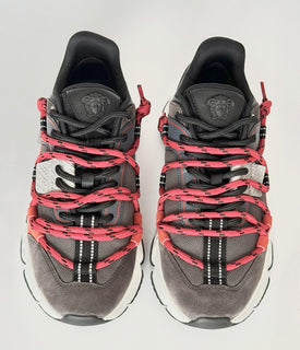 Versace Men's Greca Sneakers Red/Gray 12 US (45 Euro) IT 1021490 NIB