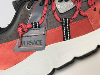 Versace Men's Greca Sneakers Red/Gray 12 US (45 Euro) IT 1021490 NIB