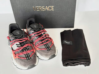Versace Men's Greca Sneakers Red/Gray 12 US (45 Euro) IT 1021490 NIB