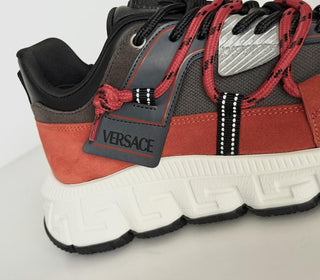 Versace Men's Greca Sneakers Red/Gray 12 US (45 Euro) IT 1021490 NIB