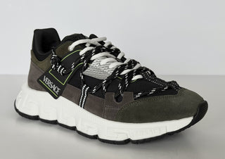 Versace Men's Greca Sneakers Gray/Green 12.5 US (45.5 Euro) IT 1021490 IT NIB