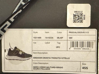 Versace Men's Greca Sneakers Gray/Green 12.5 US (45.5 Euro) IT 1021490 IT NIB