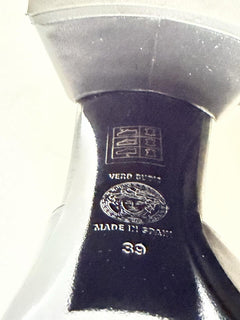 Versace Medusa Head Calf Leather Black Sandals 9 US (39 Euro) IT 014747 NIB $875