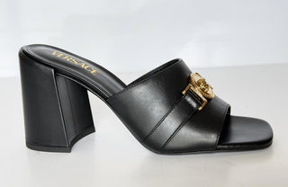Versace Medusa Head Calf Leather Black Sandals 9 US (39 Euro) IT 014747 NIB $875