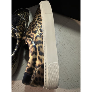 NIB Saint Laurent Men Leather Leopard Pr. Sneakers Black/Gold 8 US/41 E 689072