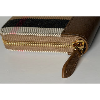 Burberry Large Zip Around House Check Wallet Chestnut Earth 8084515 NWT $640
