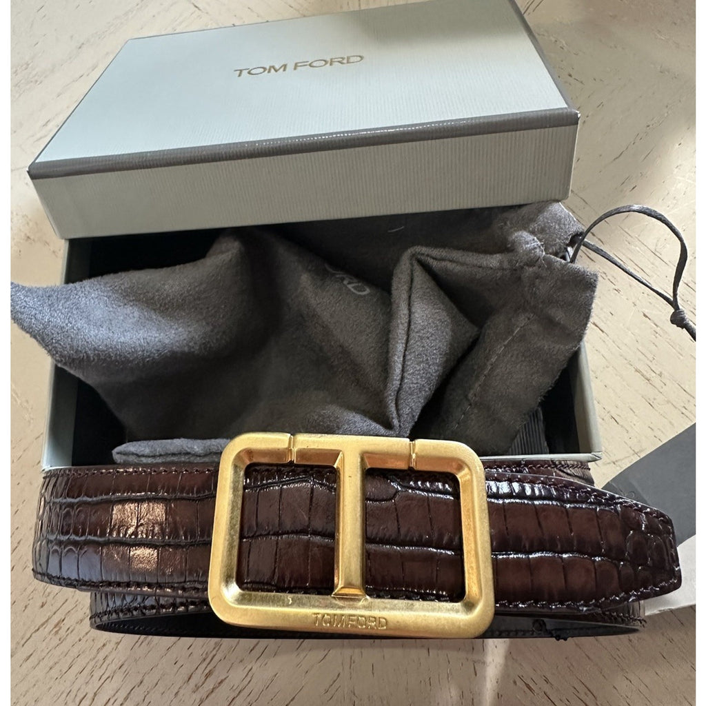 New $920 TOM FORD Mens Leather Belt Brown 95/38 Italy