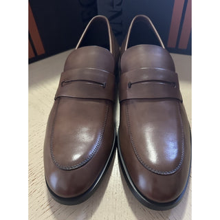 ZEGNA Leather Loafers Shoes Brown 10 US/43 Eu New $950
