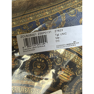 Versace Medusa Baroque 100% Silk Throw Pillow Blue/Gold Fringed IT ZCU505001 NWT