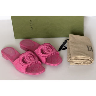 Gucci Interlocking G Pink Sandals 8 US (38 Euro) Italy 790447 NIB