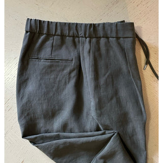 New $1395 Giorgio Armani Men Linen Pants dark olive gray 32 US/48 Eu