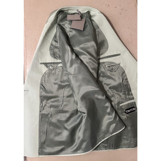 NWT $5250 TOM FORD Men Double Breasted Suit Sage Green 46R US/56R Eu Switzerland