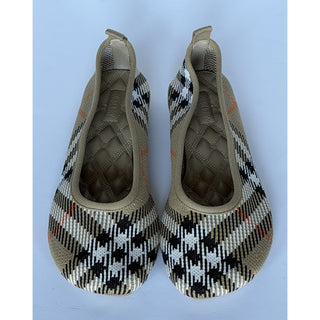 Burberry Baby Check Knit Ballet Flats Sand Beige 7 US (37) IT 8099057 NWT $655