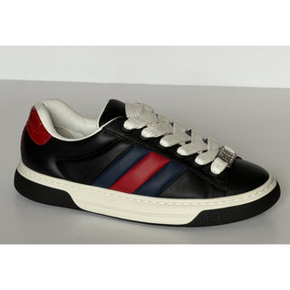Gucci Ace Web Stripe Leather Sneakers Black Men’s 7.5 US (7 Gucci) 791394 NWT