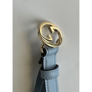 Gucci Women's Cloudy Blue Calf Leather Belt  110/44 Italy 723073 NWT