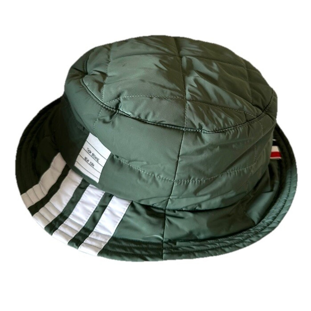 Thom Browne Four-Bar Quilted Bucket Hat Green Size L New $690