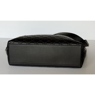 Gucci GG Emblem Leather Medium Black Tote Shoulder Bag 847452 Italy NWOT