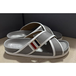 NIB $650 Thom Browne Criss Cross Leather Sandal Gray 9 US/42 Eu Italy